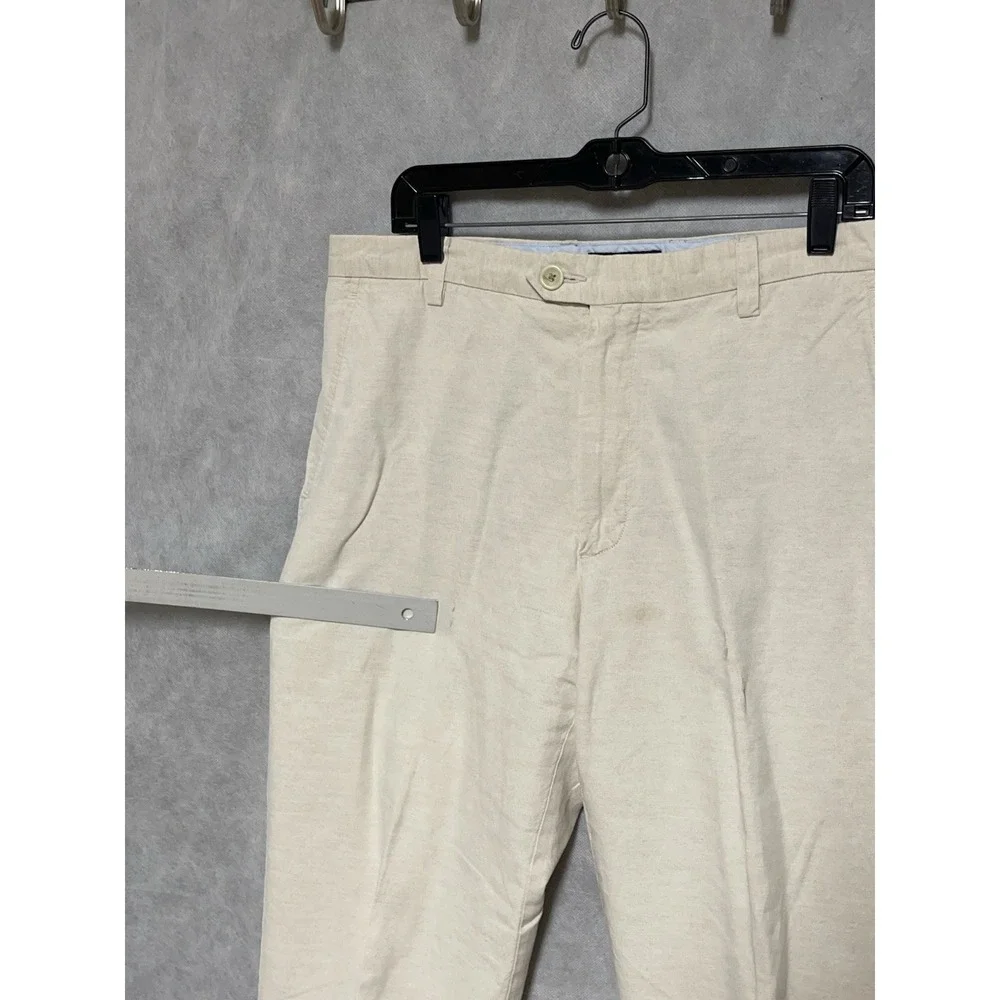 Banana Republic Pants Men's 34X31 Ivory Straight Linen Cotton Coastal Academia